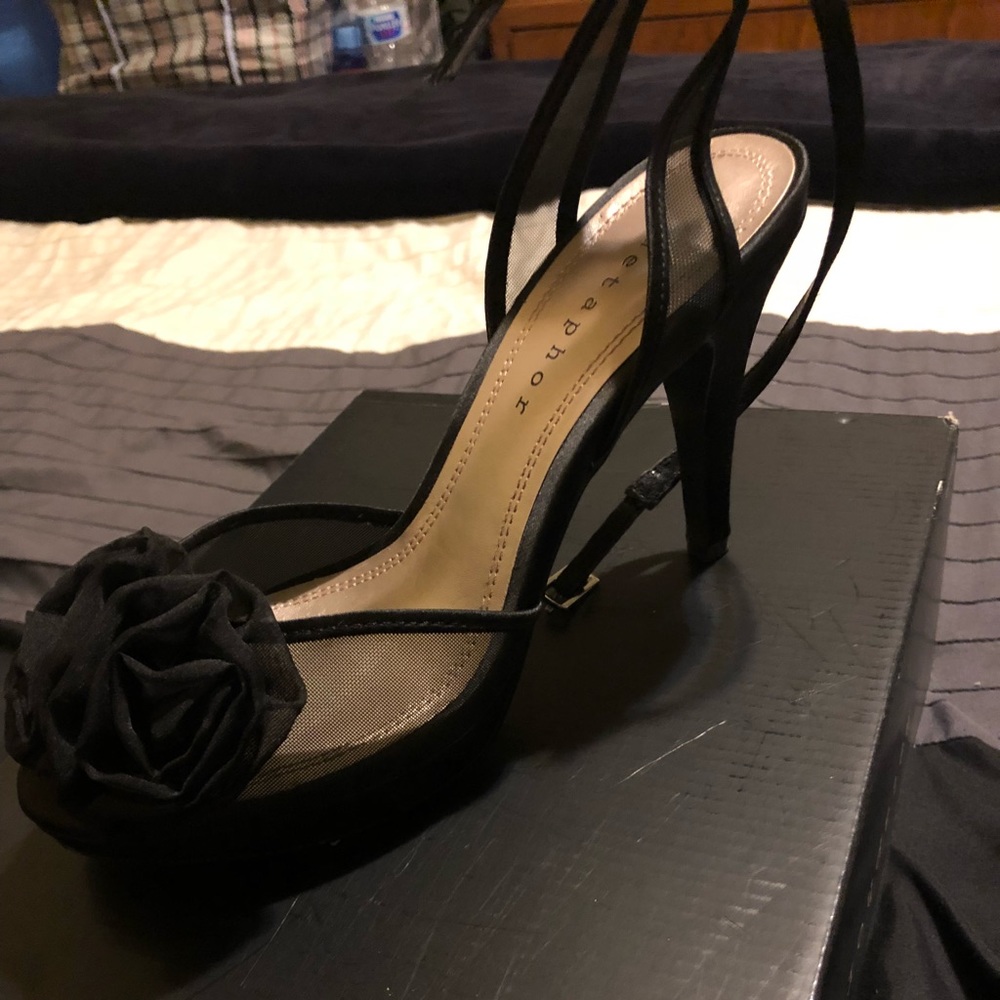 Black Mesh Peep-Toe Stilettos - Picture 5 of 5